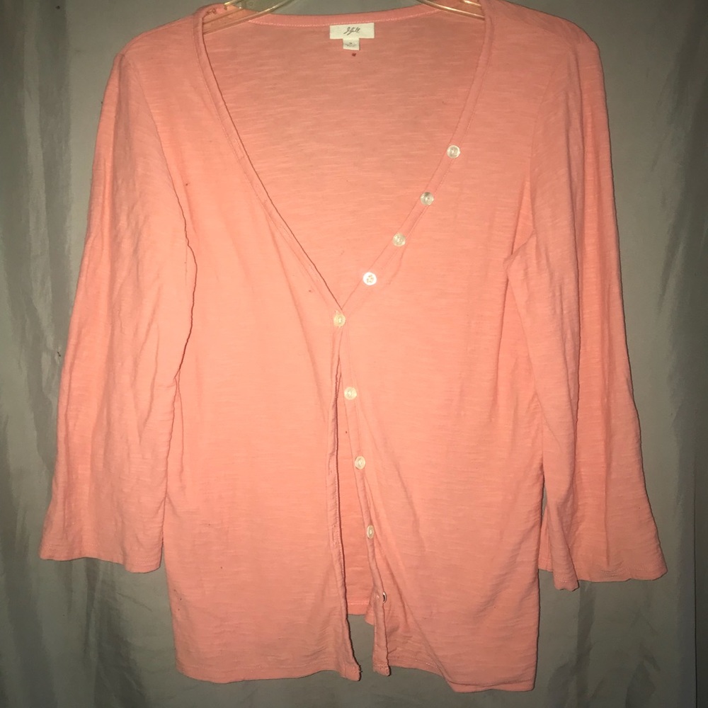 J Jill peach colored lightweight button cardigan